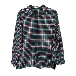 Foxcroft Black Multi-Color Plaid Button Up Shirt Wrinkle Free Womens 14